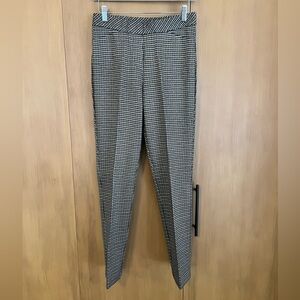 JJill black multi plaid PONTE SLIM LEG pants, misses XS, NWT